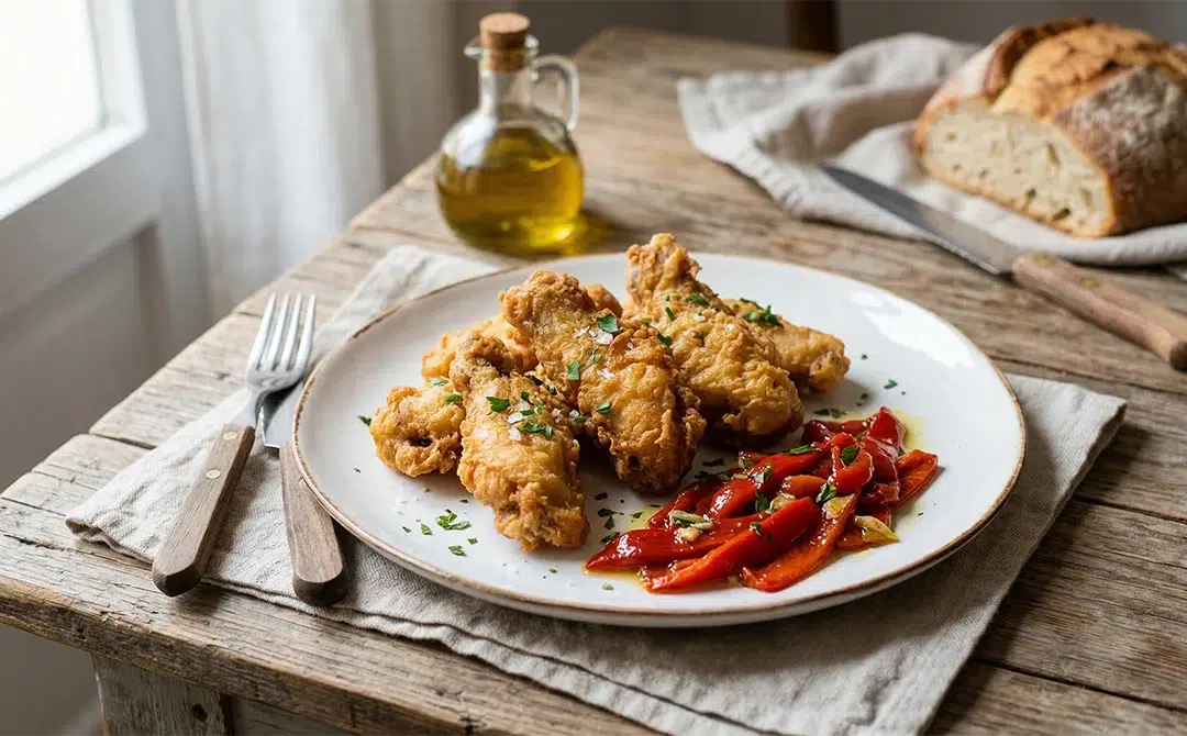 Alas de Bacalao con Pimiento del Piquillo