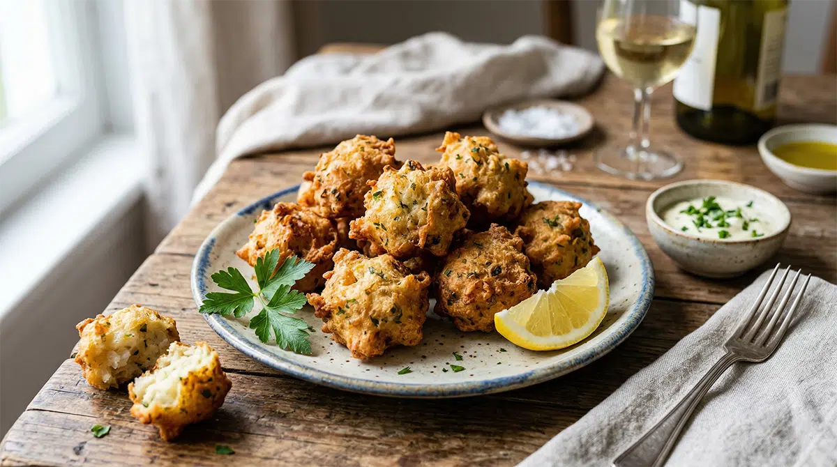 buñuelos de bacalao caseros crujientes