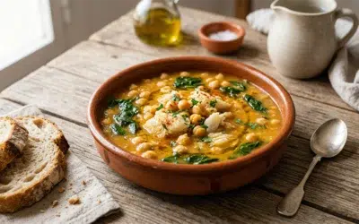 Potaje de garbanzos con bacalao tradicional