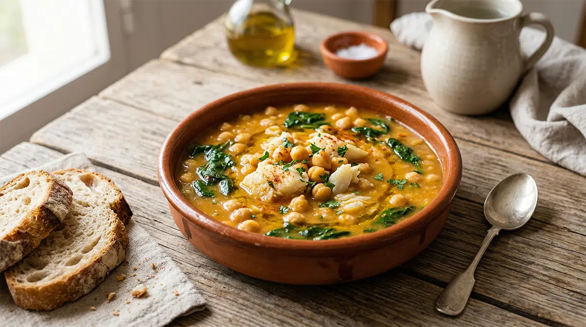 potaje de garbanzos con bacalao
